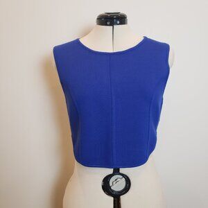 House of Harlow 1960 Mock Neck Crop Sleeveless Knit Top Royal Blue Size Large